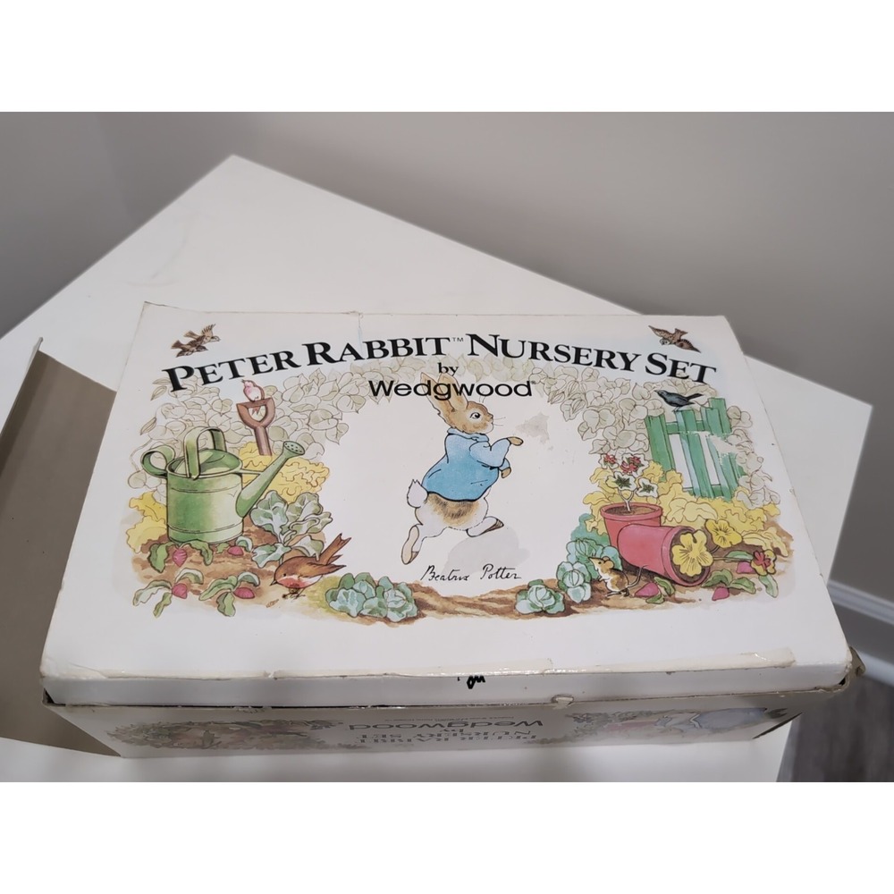 Vtg. Wedgwood Peter Rabbit Nursery Set Beatrix Potter Plate Bowl Mug Open Box